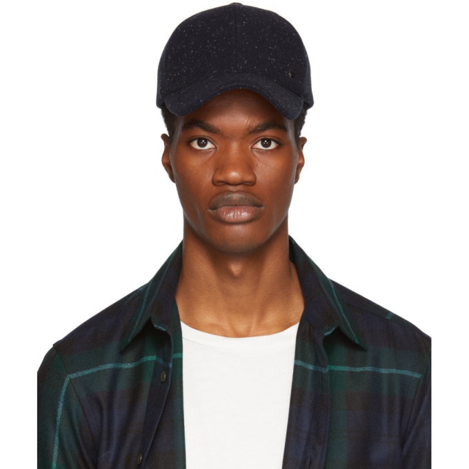 Photo: PS by Paul Smith Navy Wool Speckled Cap