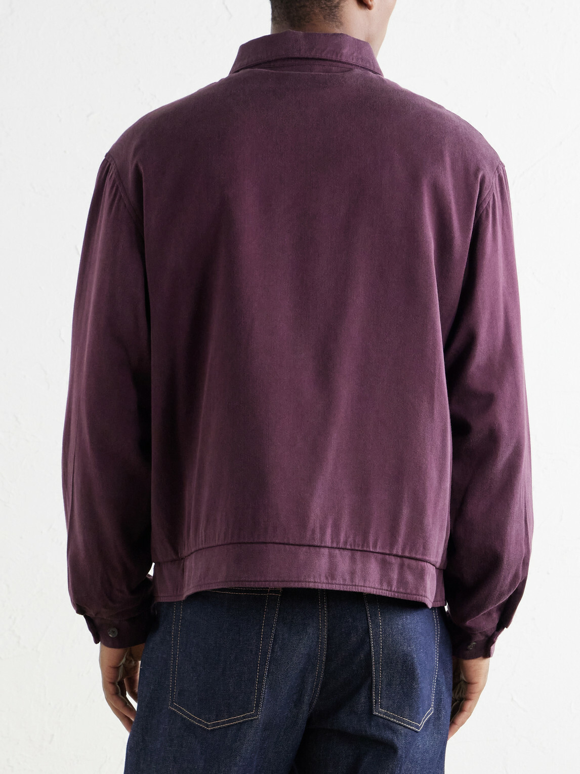 A.PRESSE - Silk-Blend Gabardine Bomber Jacket - Burgundy