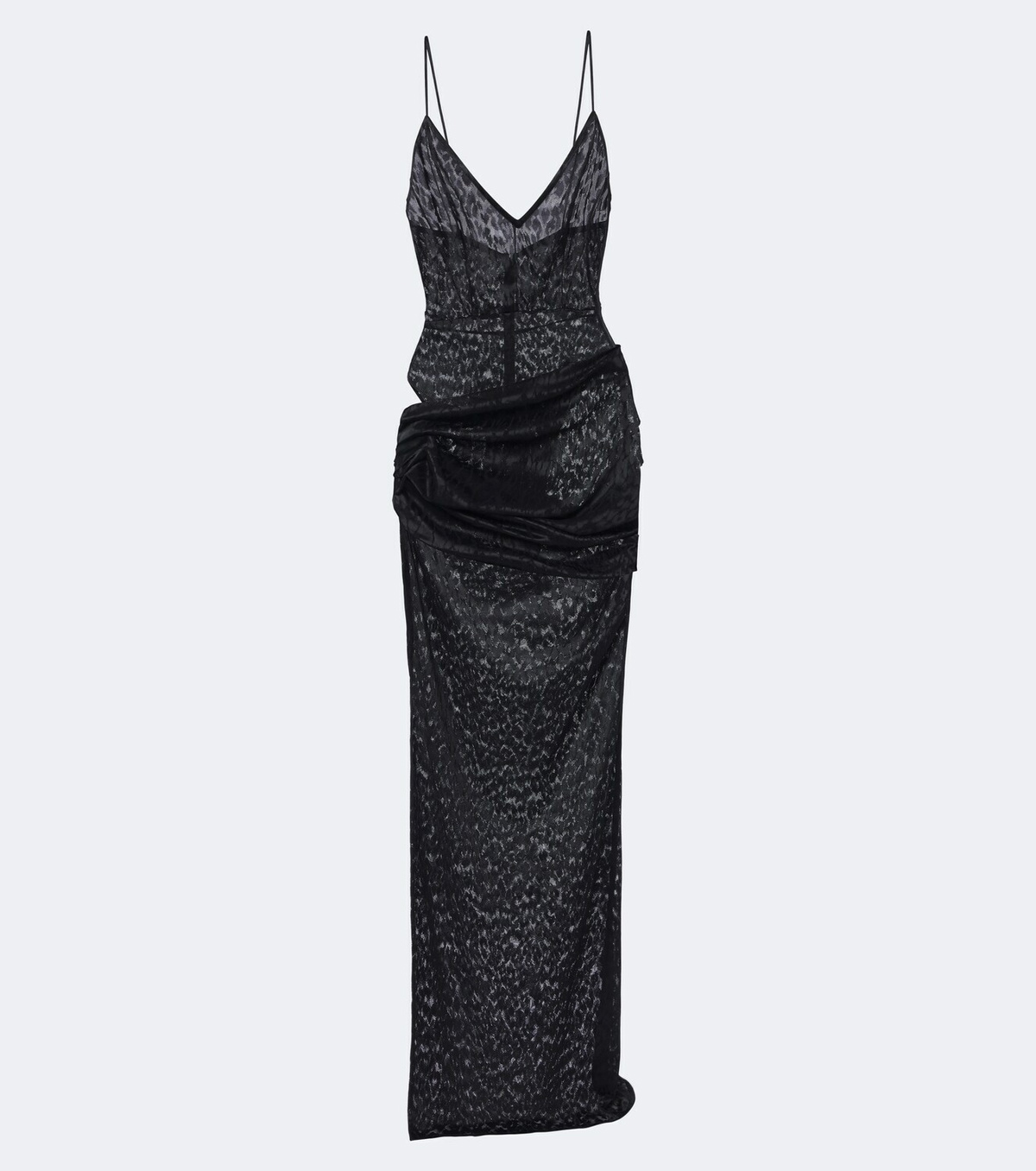 Alex Perry Draped leopard-print lace maxi dress