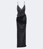 Alex Perry Draped leopard-print lace maxi dress