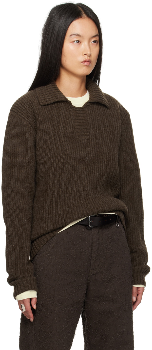 mfpen Brown Collar Sweater