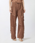 Pinko P Pants In Gabardine And Satin With Zip Brown   Tec