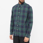Beams Plus Men's Button Down Inian Madras Shirt in Navy