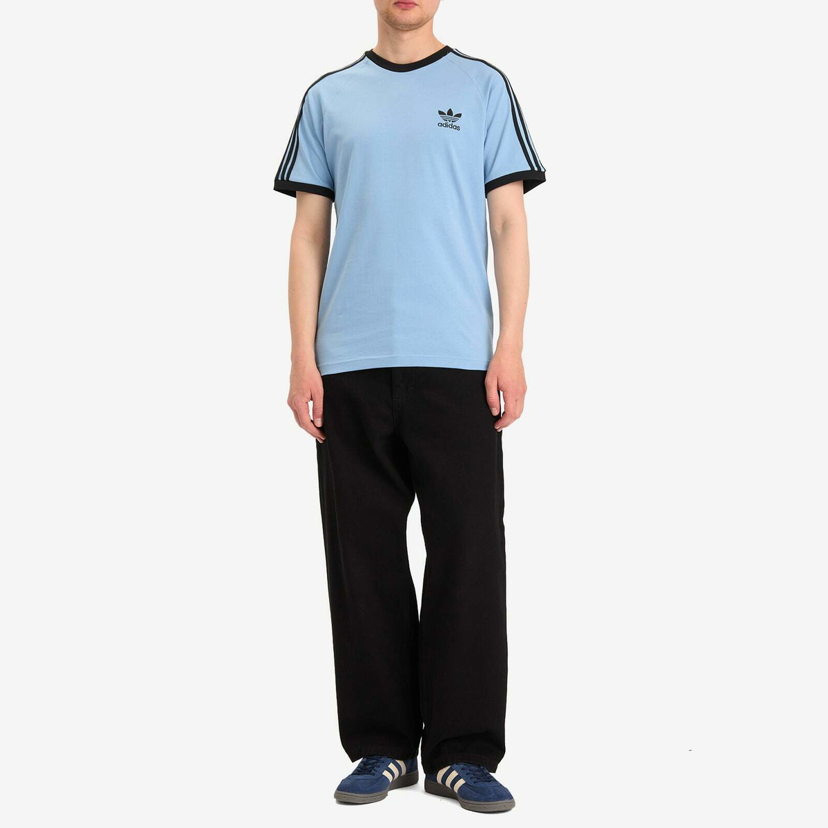 Adidas 3-Stripes T-Shirt in Ash Blue/Black