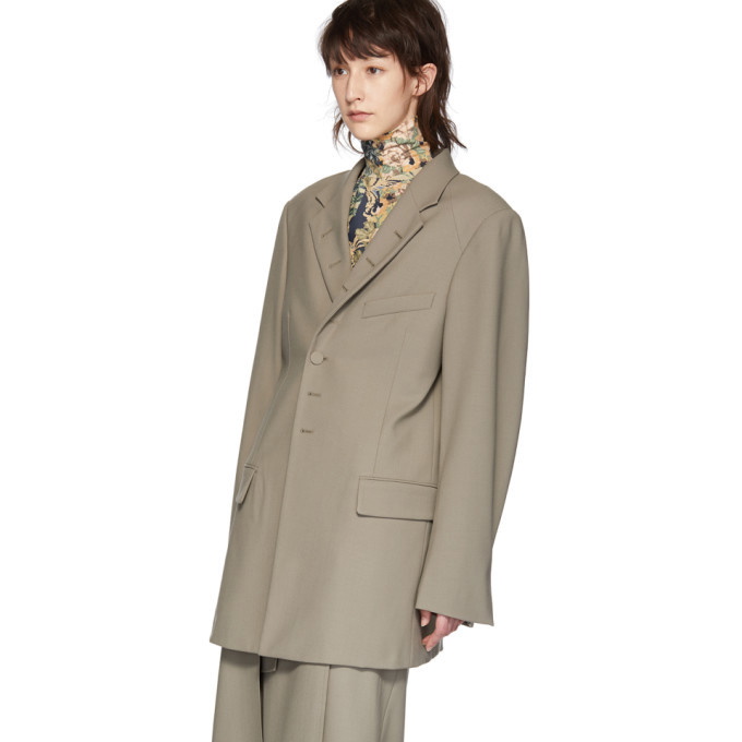 Rokh Beige Oversized Buttonhole Blazer Rokh