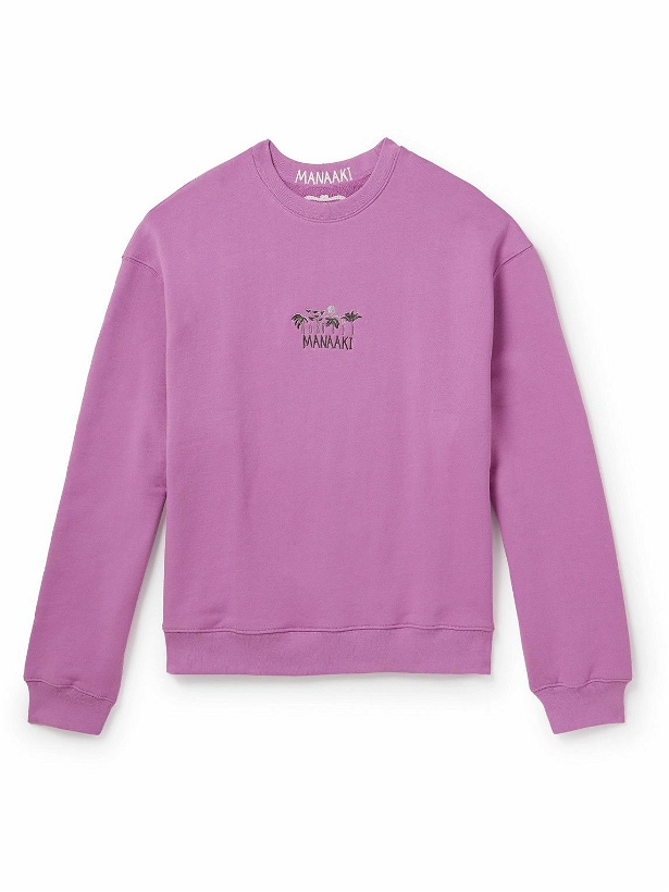 Photo: MANAAKI - Logo-Embroidered Cotton-Jersey Sweatshirt - Purple