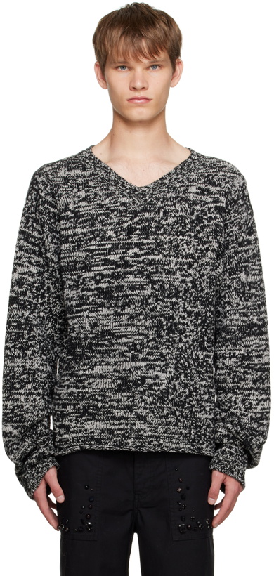 Photo: UNDERCOVER Black & White V-Neck Sweater