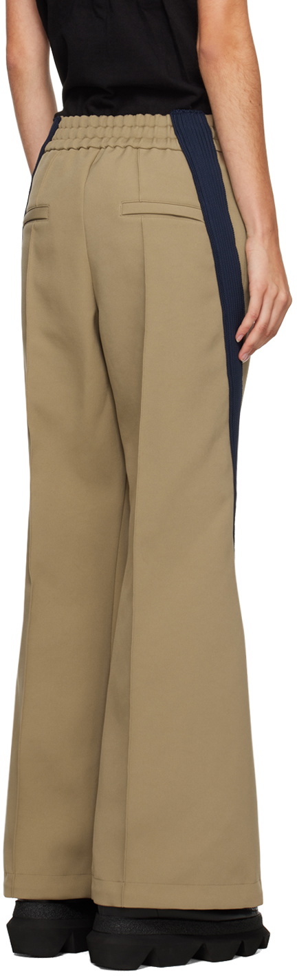 sacai Beige Striped Lounge Pants