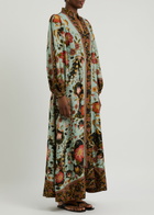 Farm Rio Floral-print Twill Maxi Dress Blue