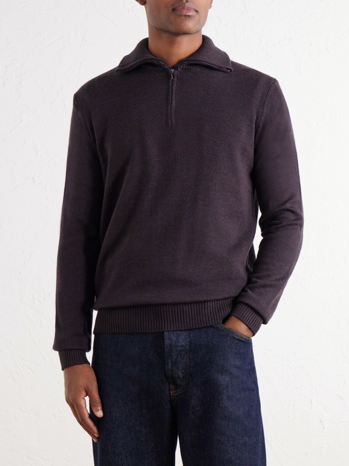Altea - Half-Zip Virgin Wool Sweater - Brown