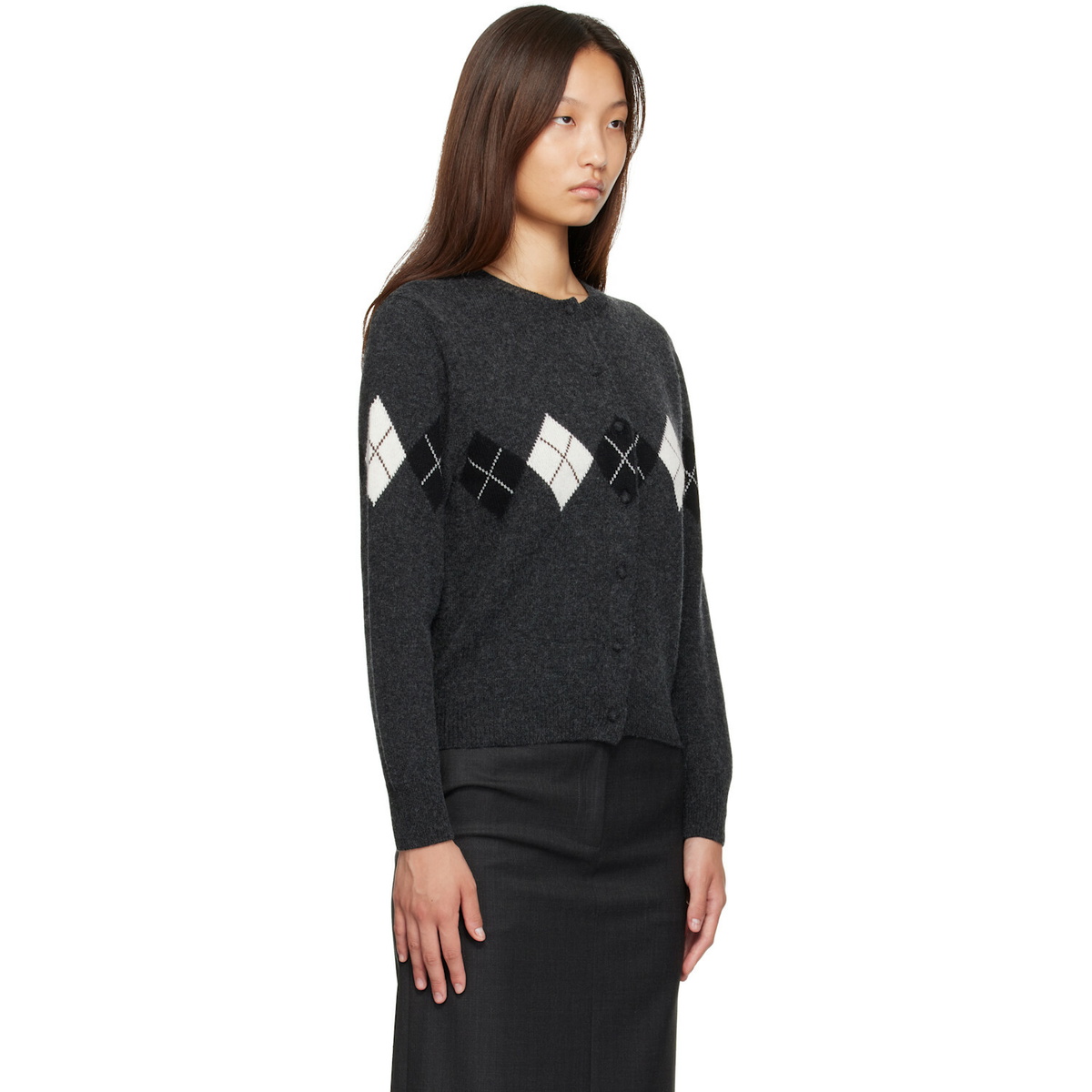Nothing Written Gray Heritage Argyle Knit Cardigan