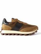 Tod's - 1T Leather-Trimmed Suede Sneakers - Brown