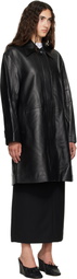 TONYWACK Black Half Leather Coat
