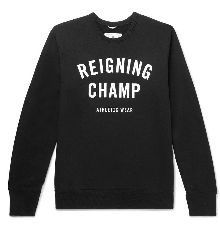 Photo: Reigning Champ - Slim-Fit Logo-Print Loopback Cotton-Jersey Sweatshirt - Men - Black