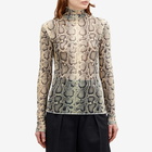 Sportmax Women's Proteo Snakeskin Long Sleeve Top in Beige