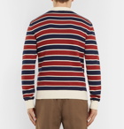 Mr P. - Striped Knitted Cotton Polo Shirt - Brick