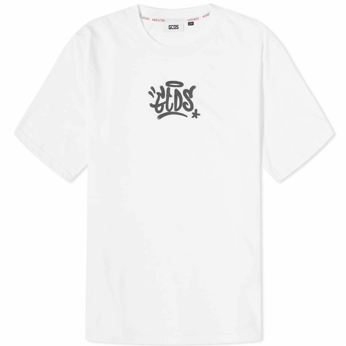 GCDS Men's Logo Graffiti T-Shirt in White GCDS