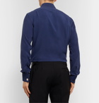 Turnbull & Asser - Navy Bib-Front Double-Cuff Silk Shirt - Blue