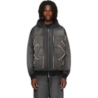 Off-White Black Distressed Arrow Skate Zip Hoodie