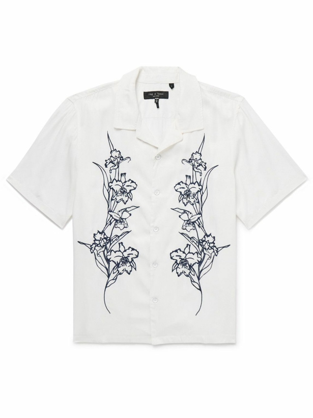 Photo: Rag & Bone - Avery Resort Camp-Collar Embroidered Modal-Twill Shirt - White