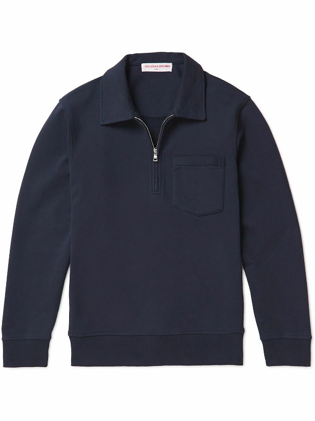 Photo: Orlebar Brown - Bolam Garment-Dyed Cotton-Jersey Half-Zip Sweatshirt - Blue