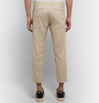 AMI - Cropped Slim-Fit Cotton-Twill Trousers - Beige