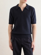 De Petrillo - Knitted Cotton Polo Shirt - Blue
