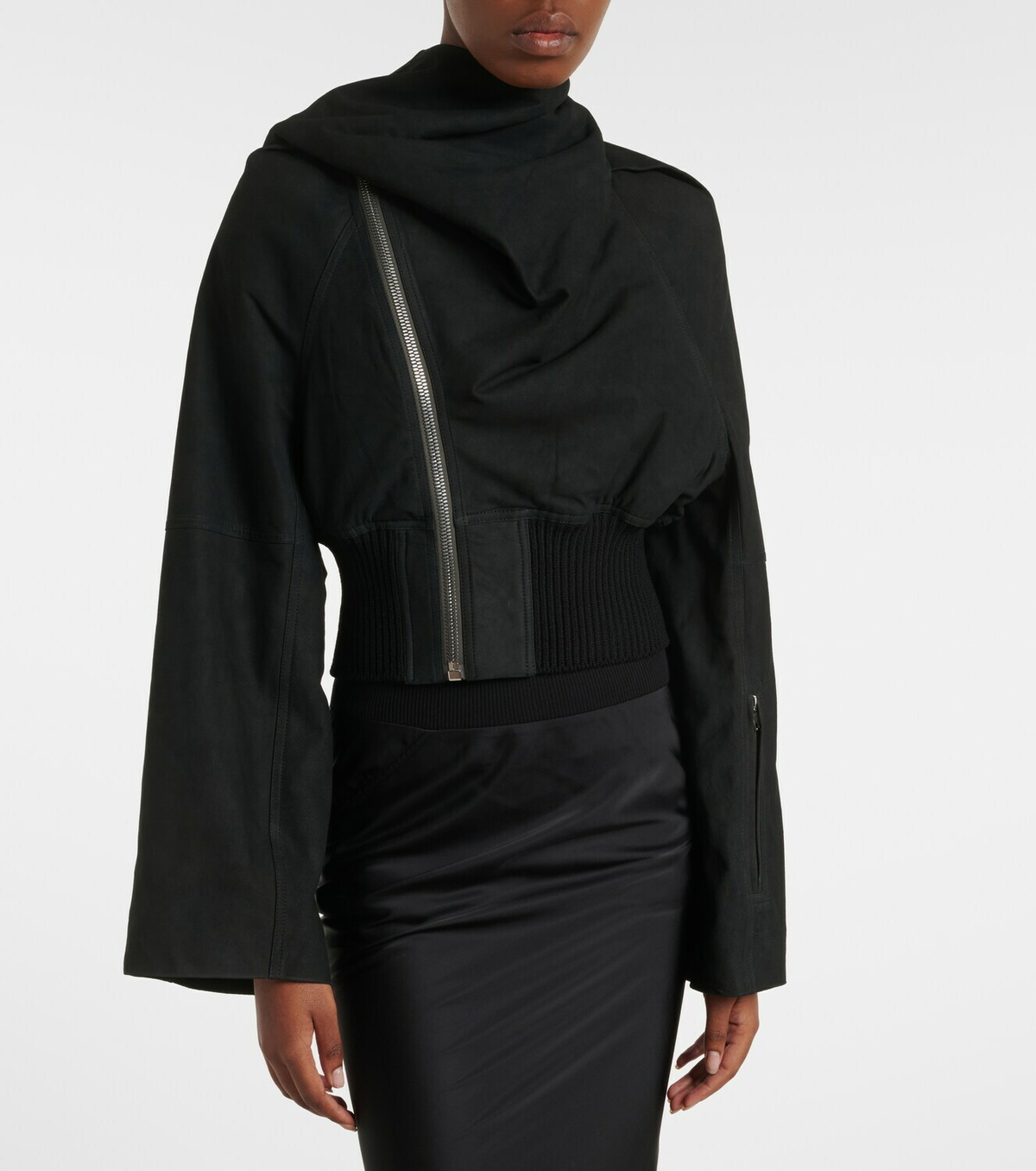 Rick Owens Scarf Flight leather jacket