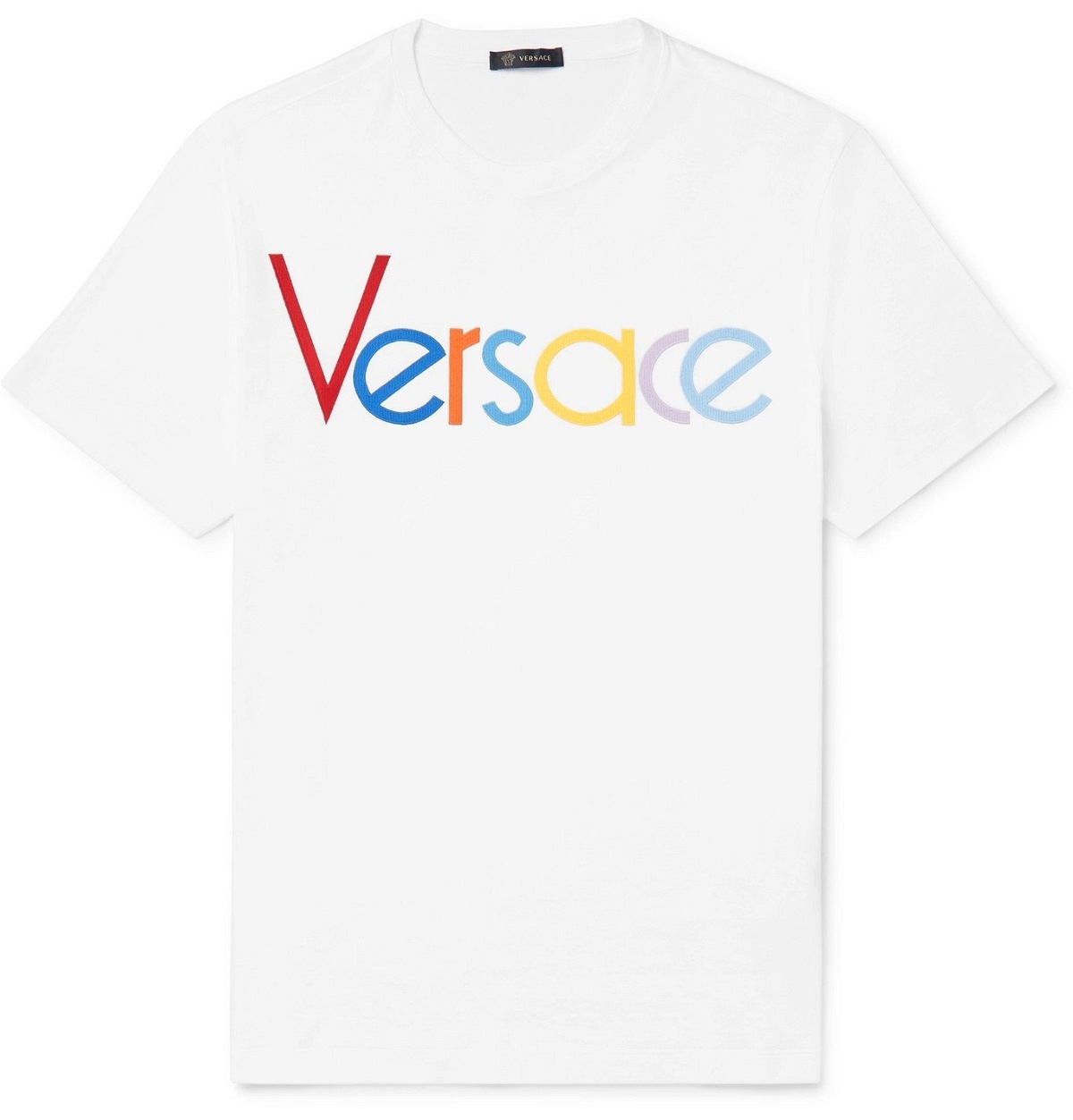 Havn lager Motherland Versace - Logo-Embroidered Cotton-Jersey T-Shirt - White Versace