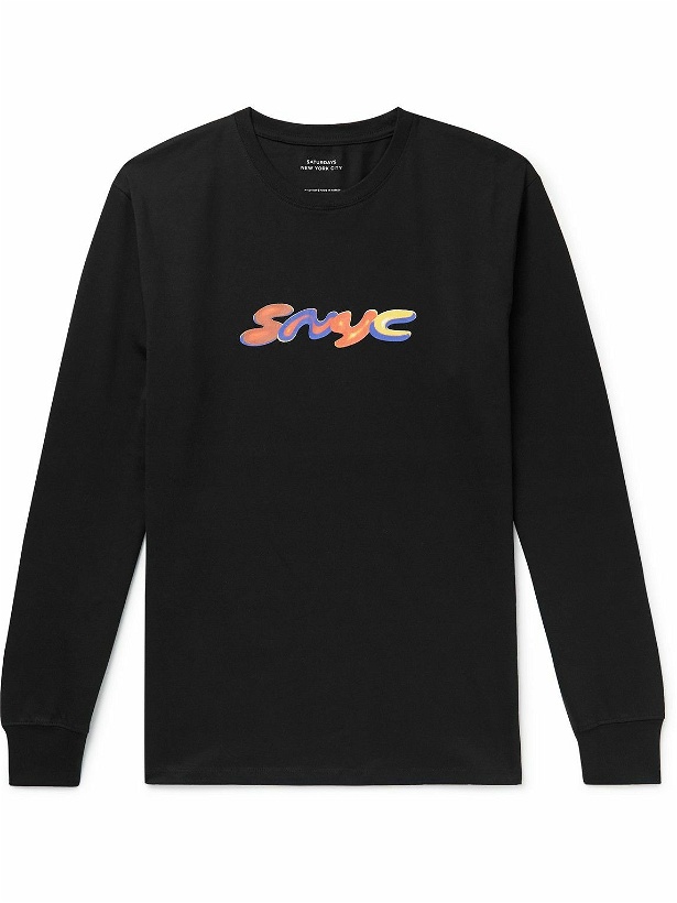 Photo: Saturdays NYC - Logo-Print Cotton-Jersey T-Shirt - Black