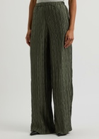 16 Arlington Mandrake Plissé Satin Trousers Khaki