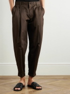 Dolce&Gabbana - Tapered Pleated Cotton-Blend Gabardine Trousers - Brown