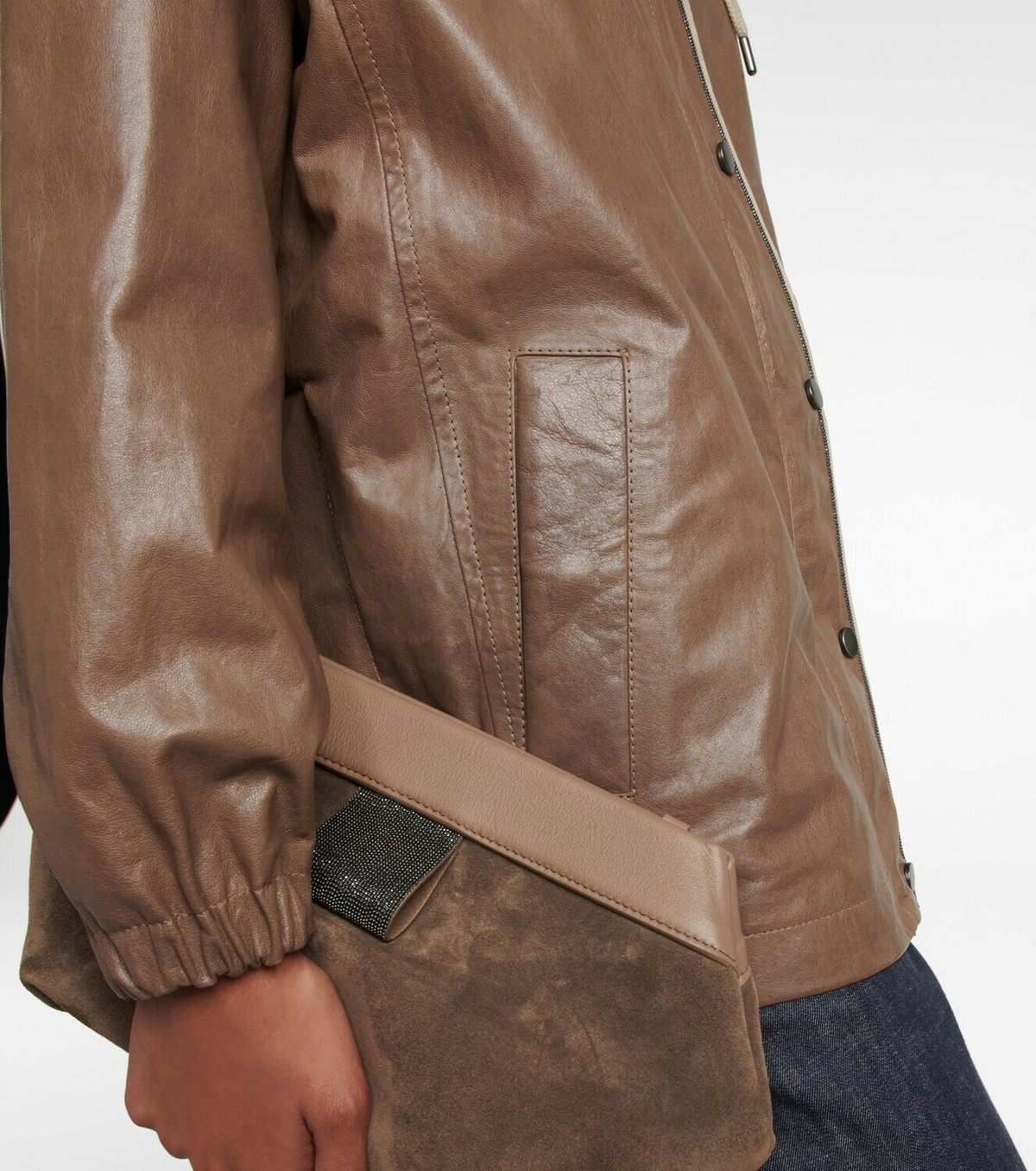 Brunello Cucinelli - Oversized leather jacket Brunello Cucinelli
