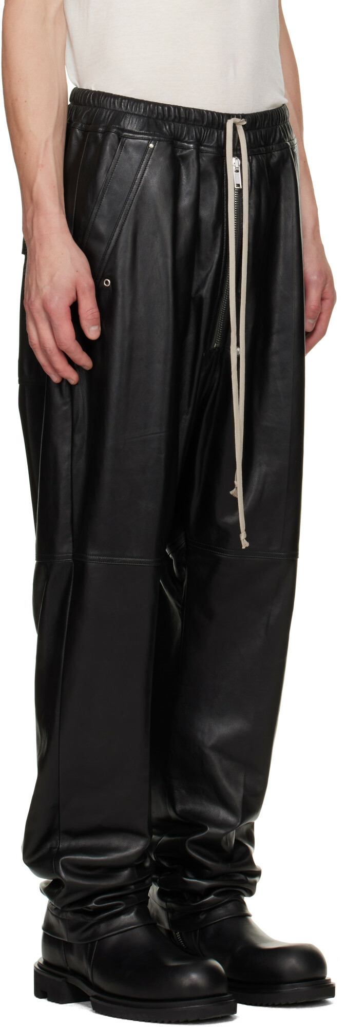 Rick Owens Black Tower Bela Leather Pants