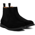 BOSS Black Suede Signature-Stripe Stitching Chelsea Boots