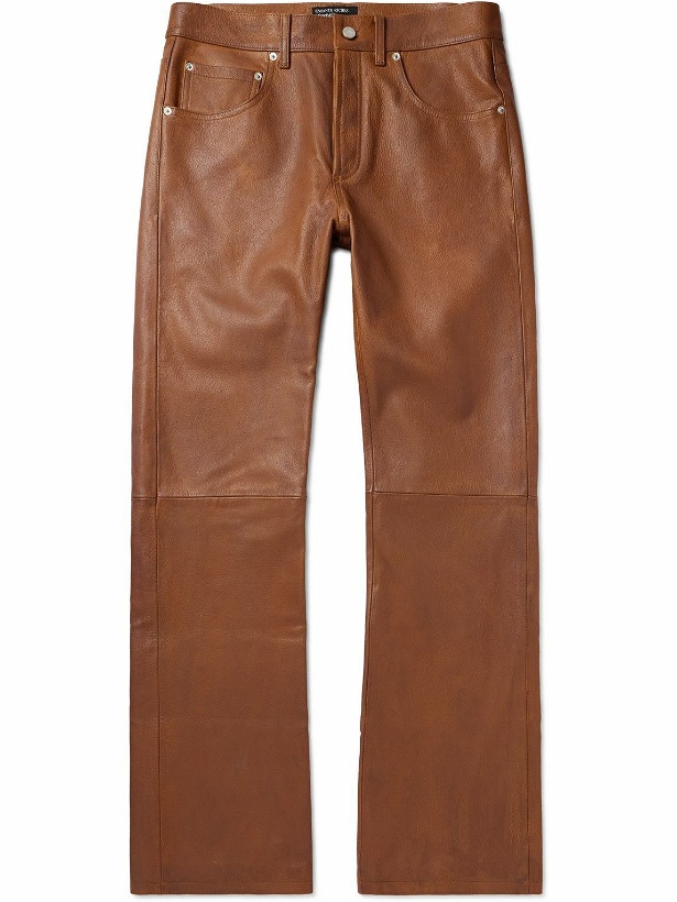 Photo: Enfants Riches Déprimés - Straight-Leg Panelled Leather Trousers - Brown