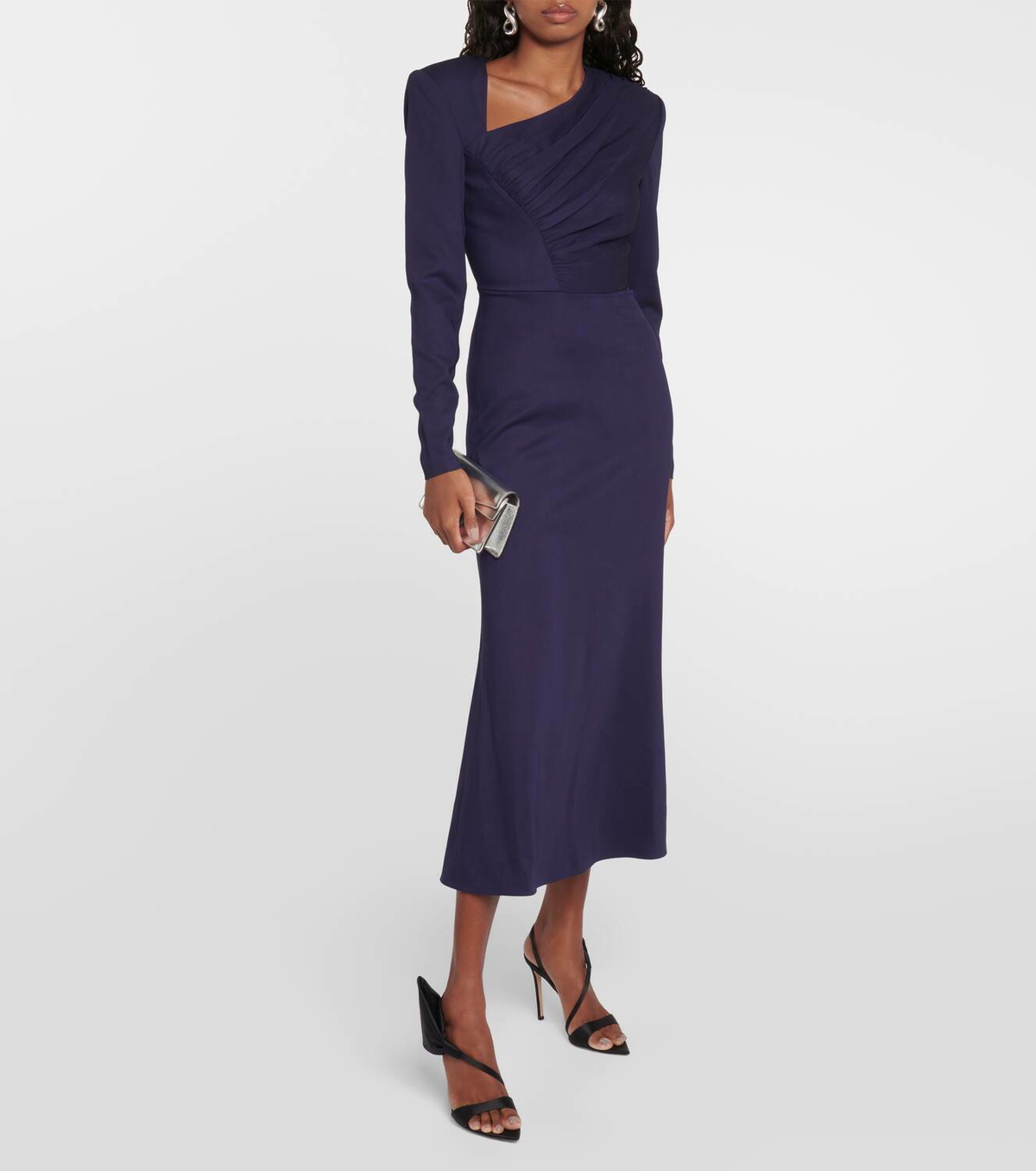 navy blue dress for baby girl Roland Mouret Asymmetric cady midi dress Roland Mouret