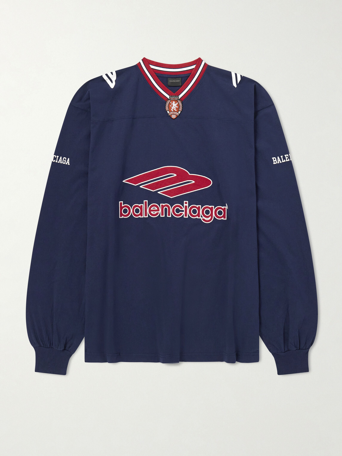Balenciaga - Oversized Appliquéd Printed Cotton-Jersey T-Shirt - Blue