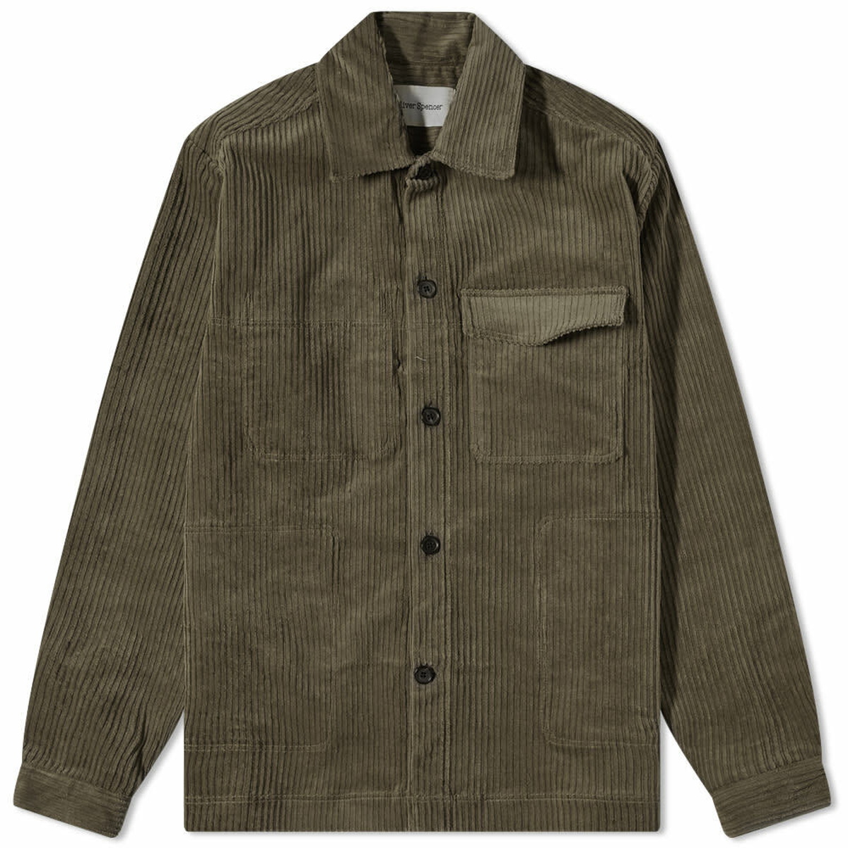 Oliver Spencer Men's Killard Cord Overshirt Jacket in Green Oliver Spencer