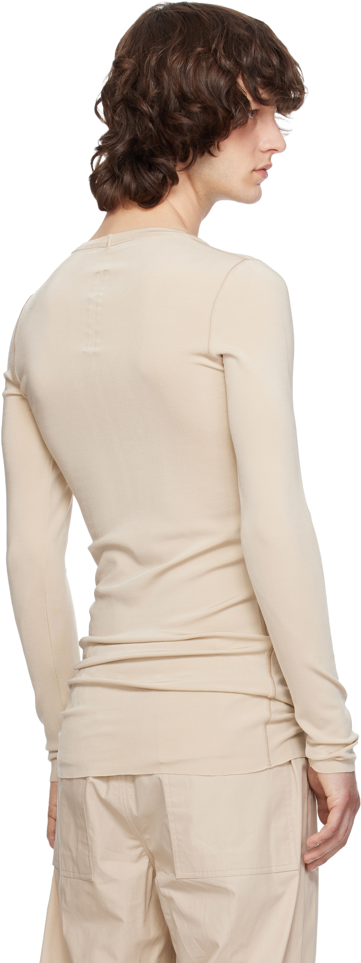 Rick Owens Beige Temple Rib LS T-shirt