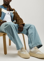 MM6 BY Maison Margiela Panelled Suede Flatform Sneakers Cream