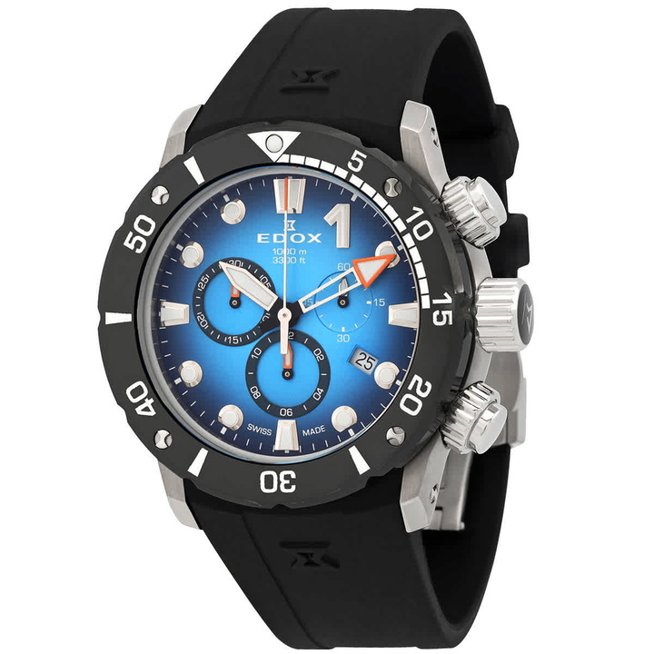 Photo: Edox CO-1 Chronograph Quartz Blue Dial Mens Watch 10242 TIN BUIDN