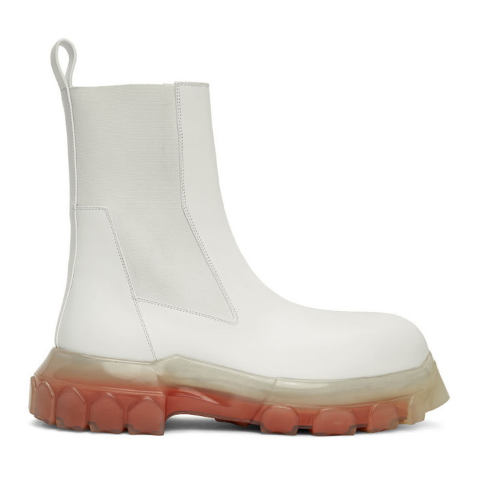 Photo: Rick Owens White Mega Bozo Tractor Chelsea Boots