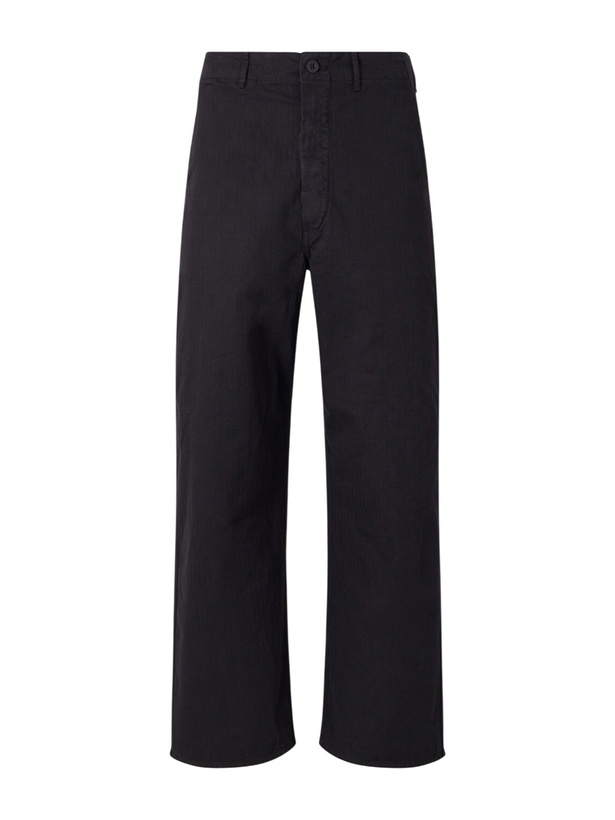 Photo: OrSlow - Straight-Leg Woven Herringbone Cotton Trousers - Black