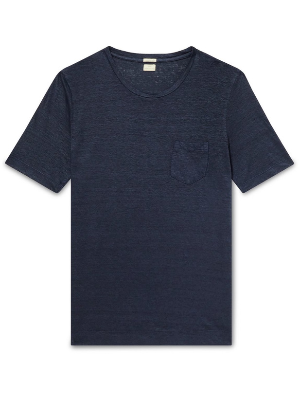 Photo: Massimo Alba - Alicudi Slub Linen T-Shirt - Blue