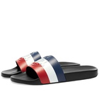 Moncler Men's Basile Tricolour Pool Slide in Black/Red/White/Blue