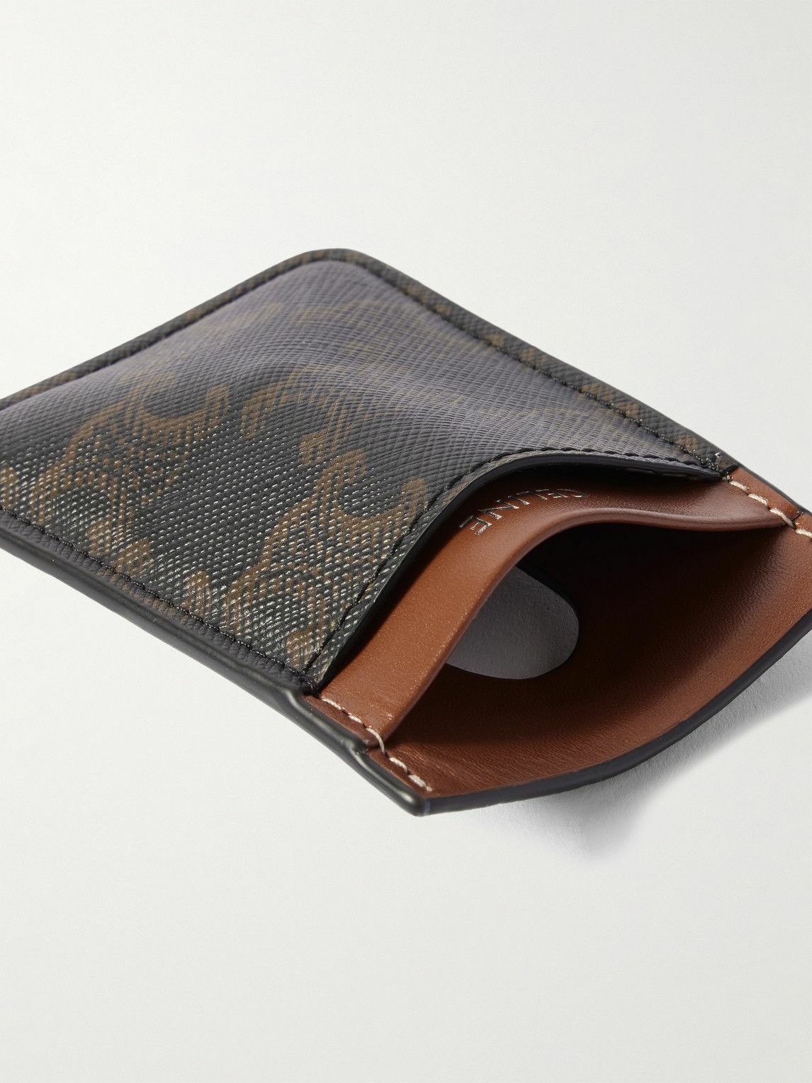 CELINE - Leather-Trimmed Logo-Print Coated-Canvas Magnetic Cardholder