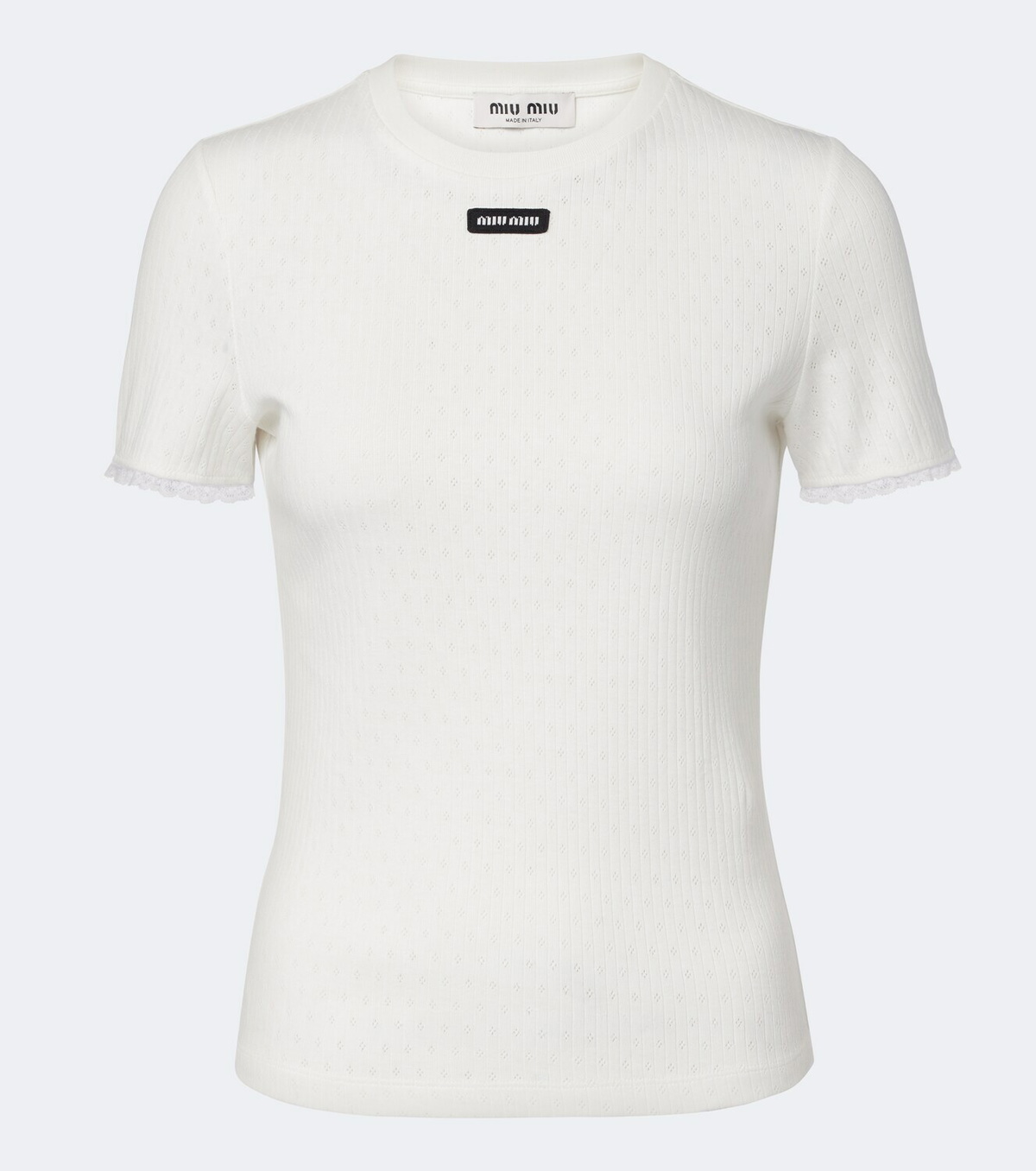 Miu Miu Pointelle cotton T-shirt