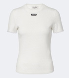 Miu Miu Pointelle cotton T-shirt