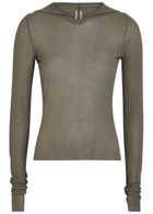 Rick Owens Hooded Ribbed Fine-knit top Light Brown